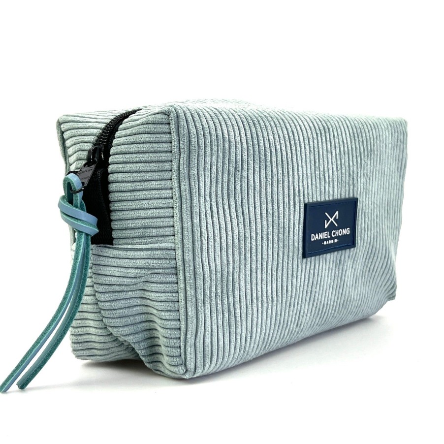 Daniel Chong Light Blue Corduroy Bucket Toiletry Bag Clearance