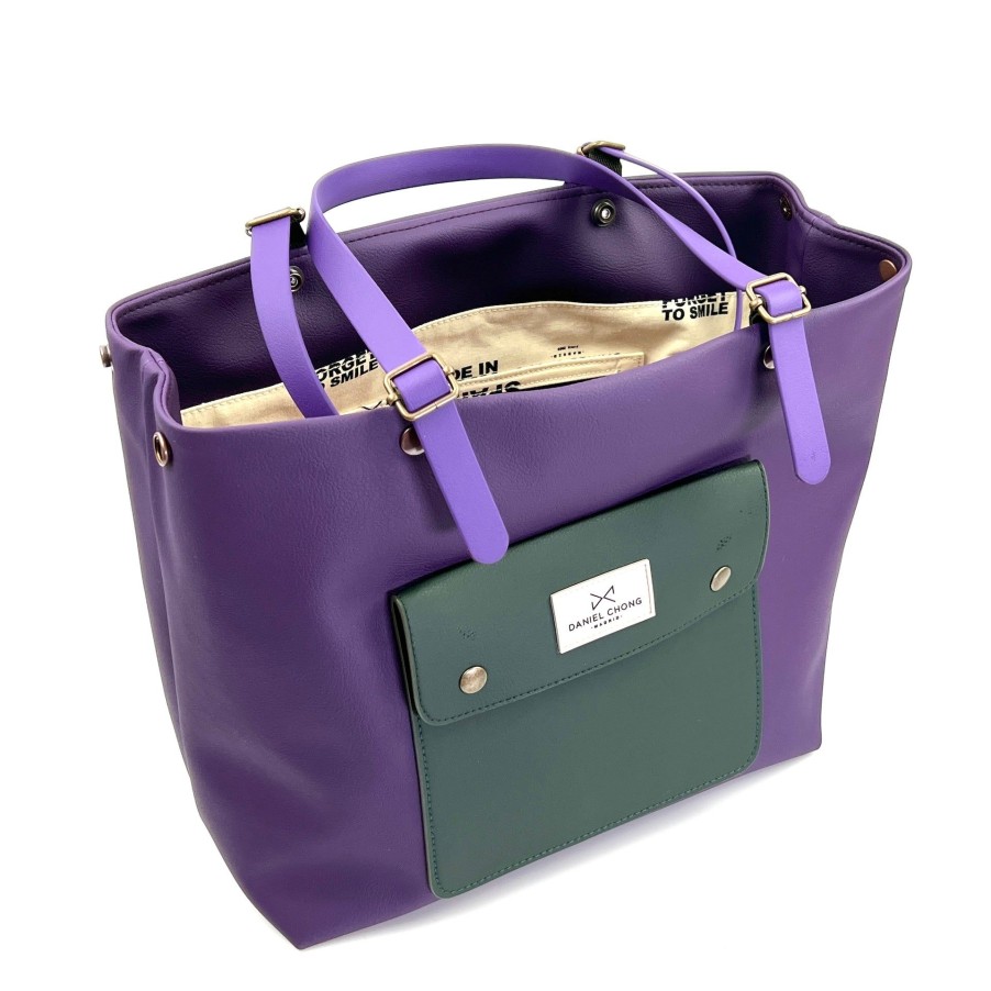 Daniel Chong Purple And Green Old School Shopper Clearance